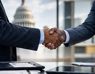 Business partners coordinating a government logistics contract