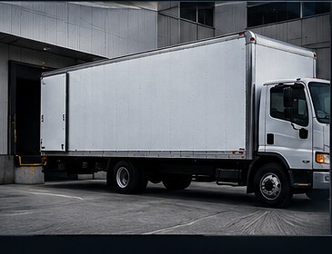 Non-CDL box truck at a commercial loading facility